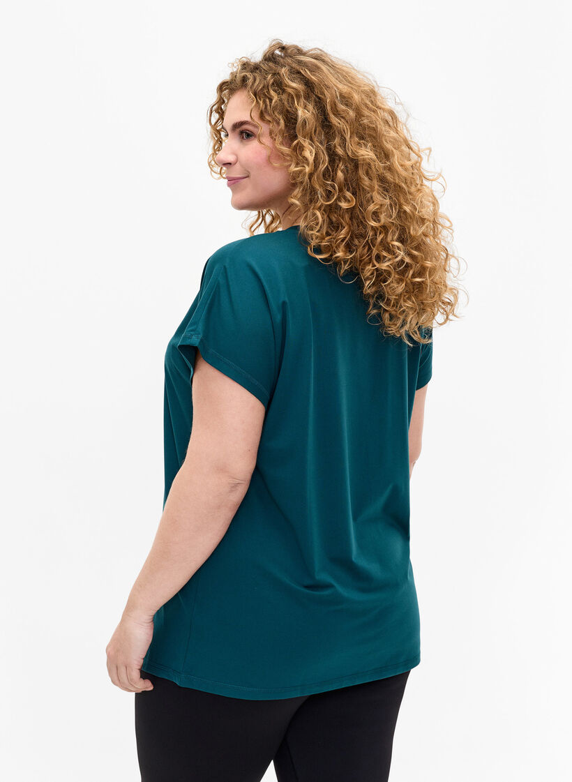 Lockeres Trainings-T-Shirt mit V-Ausschnitt, Deep Teal, Model image number 1