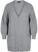 Langer Strick-Cardigan mit Reißverschluss und Taschen, Medium Grey Melange, Packshot image number 0