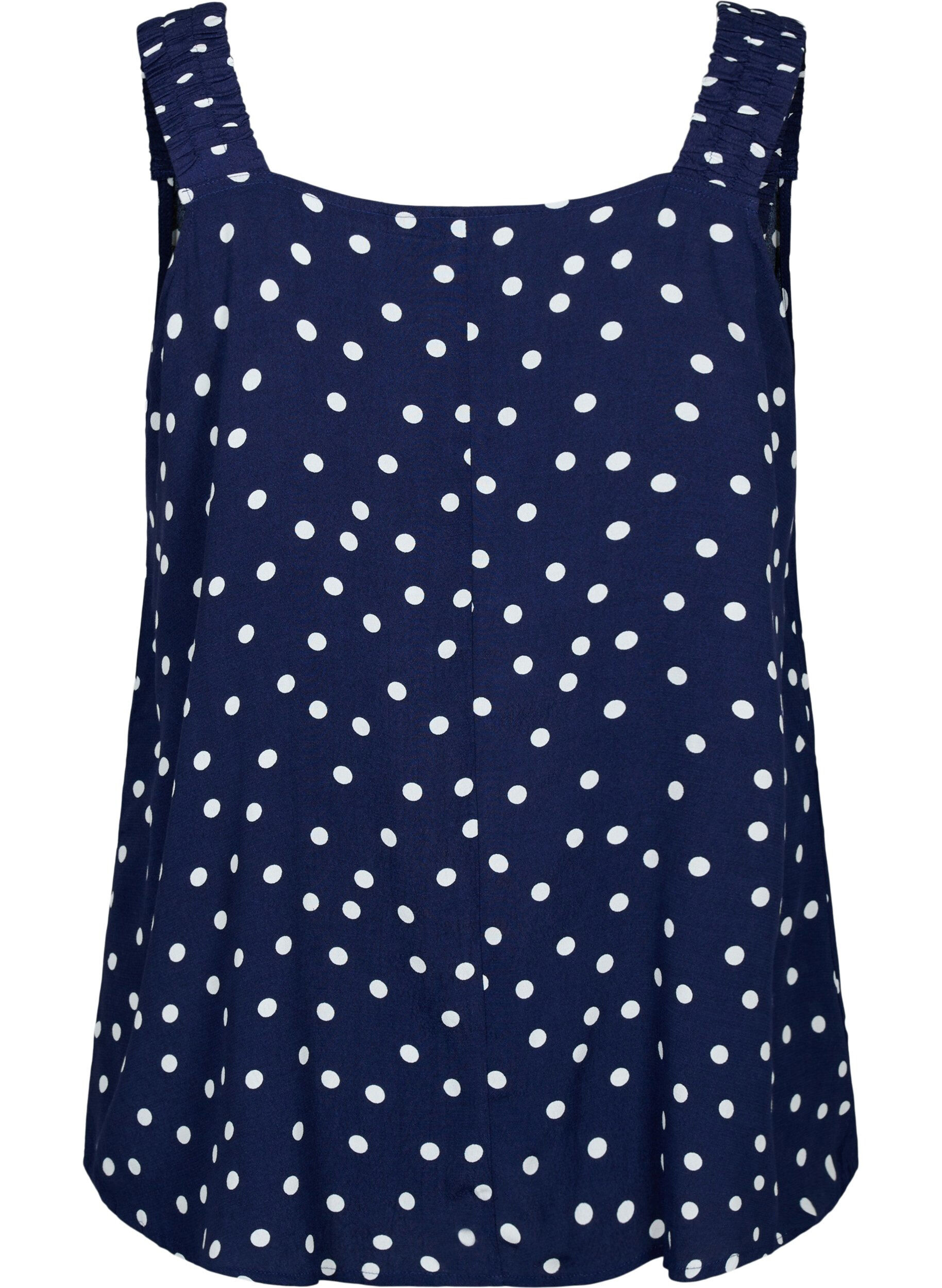 ZizziBedrucktes Viskosetop mit A-Linie, Peacoat Dot, Packshot image number 1