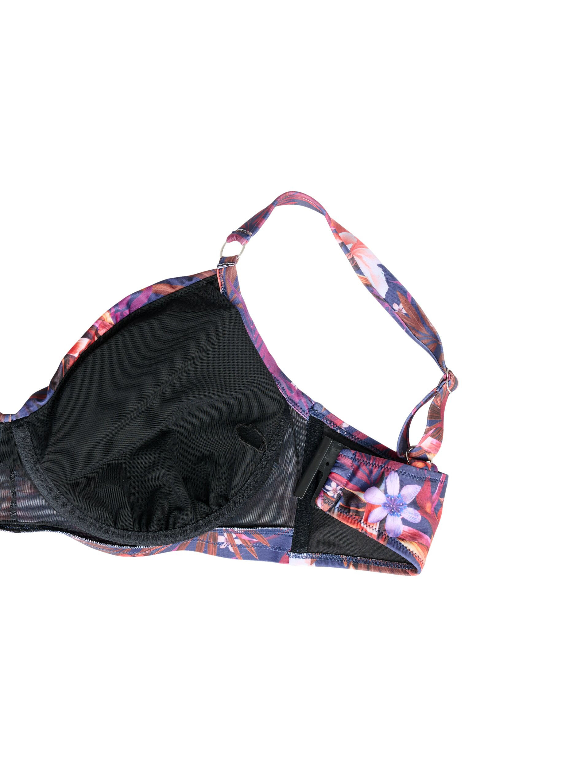 ZizziBedruckter Bikini BH mit B&uuml;gel, Purple Flower, Packshot image number 3