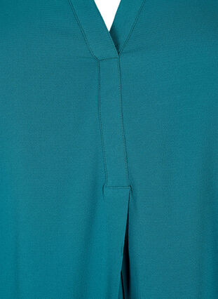 Unifarbene Bluse mit V-Ausschnitt, Deep Teal, Packshot image number 2