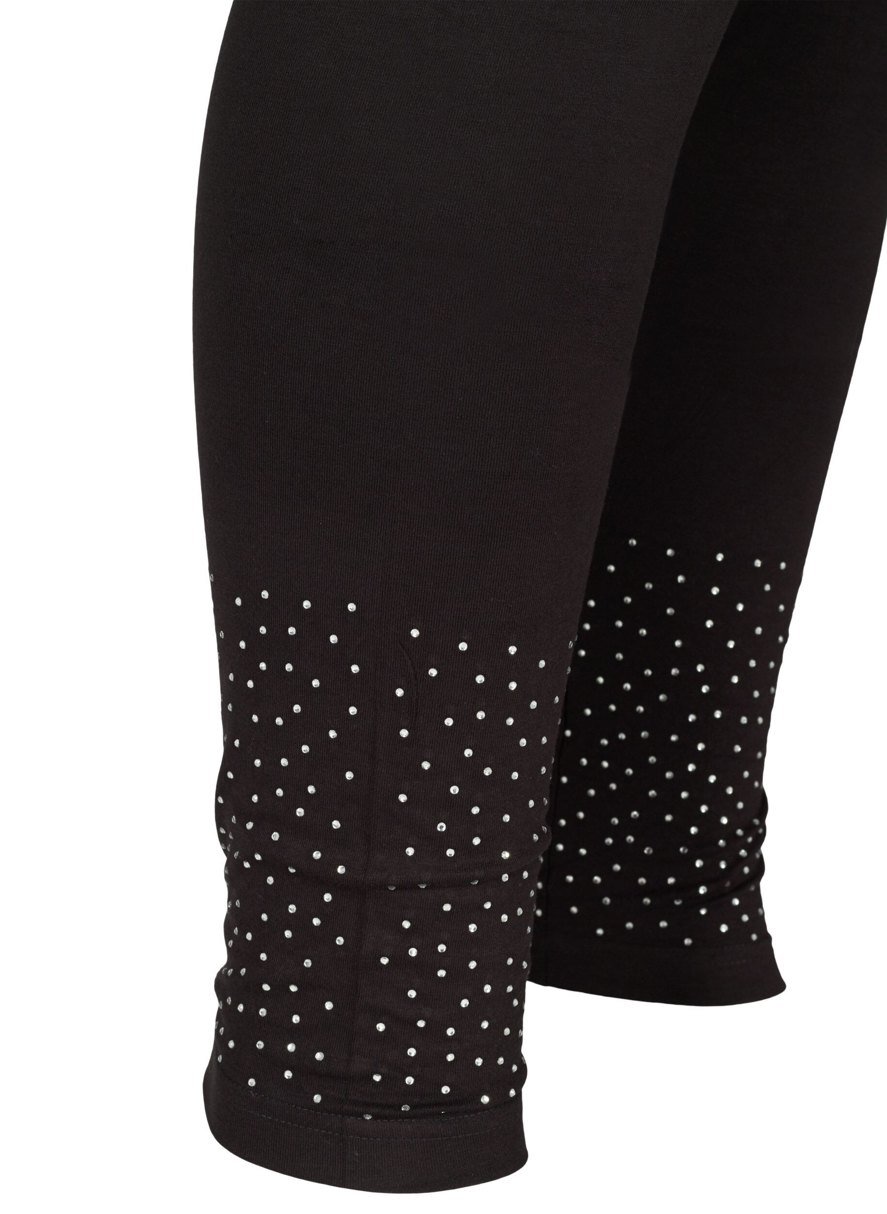 ZizziLeggings aus Viskosemischung mit dekorativen Steinen, Black, Packshot image number 3