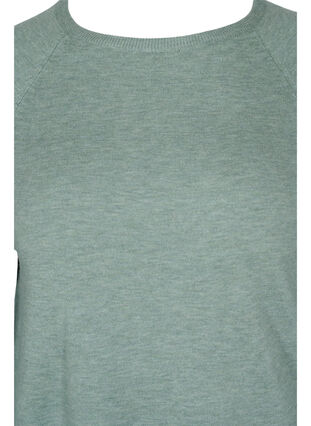 Gestrickte Bluse mit langen Ärmeln und Ripp, Chinois Green Mel, Packshot image number 2