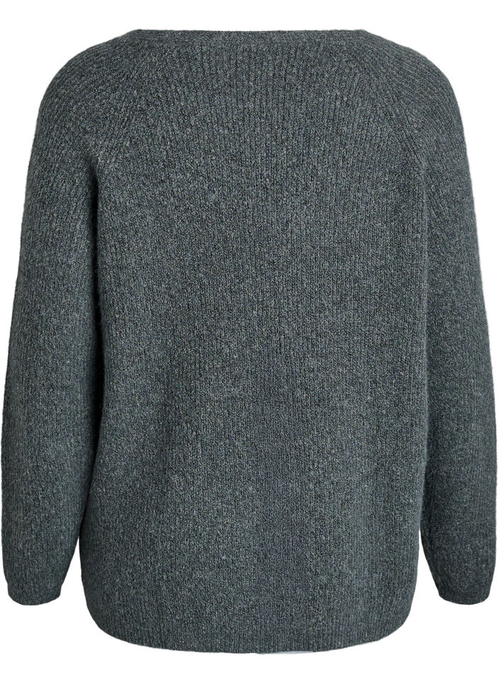 Strickbluse mit V-Ausschnitt und Raglan&auml;rmeln, Gr&uuml;n, Packshot image number 1