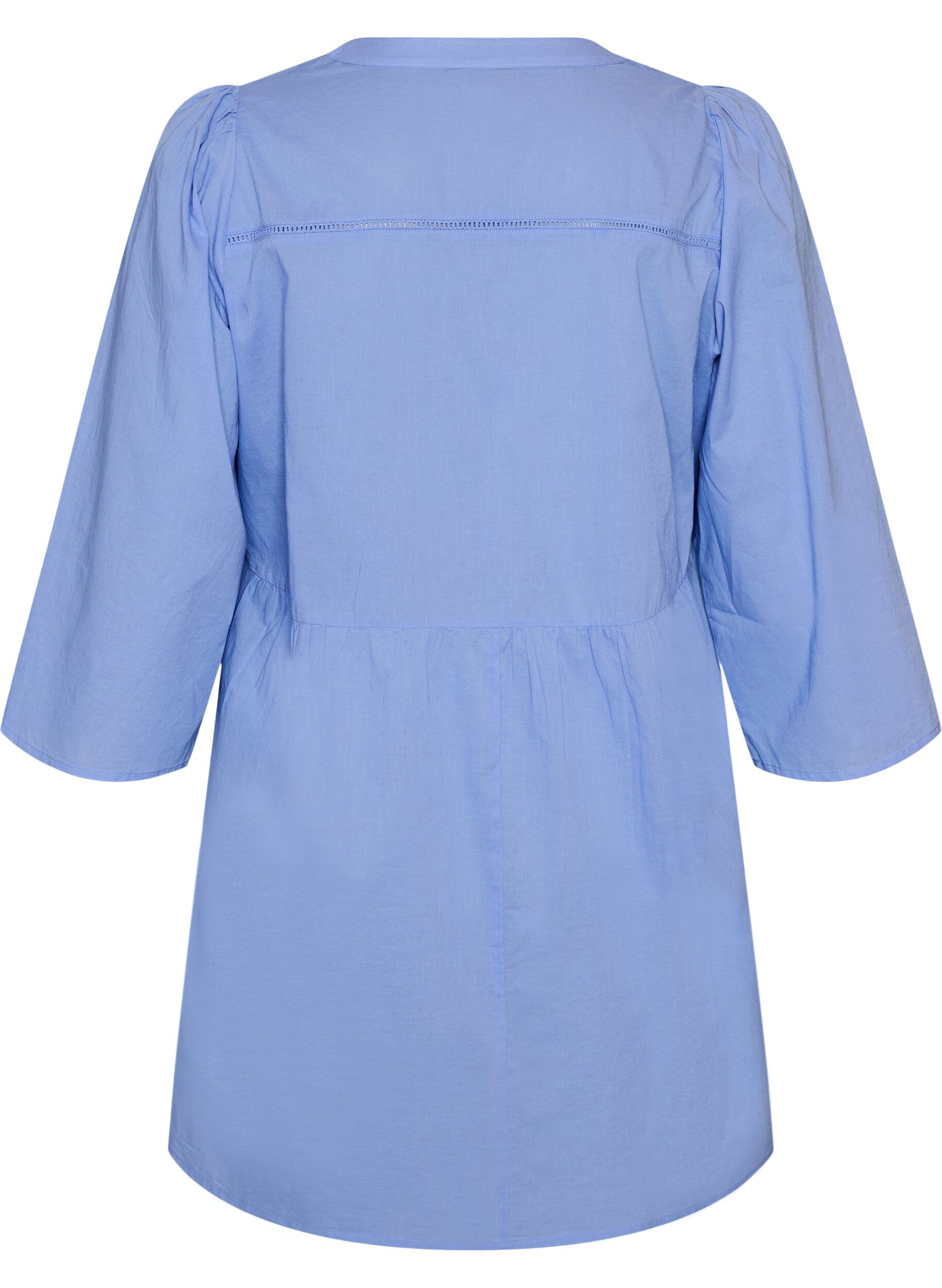 ZizziTunika aus Baumwolle mit V-Ausschnitt und H&auml;kelspitze, Blau, Packshot image number 1