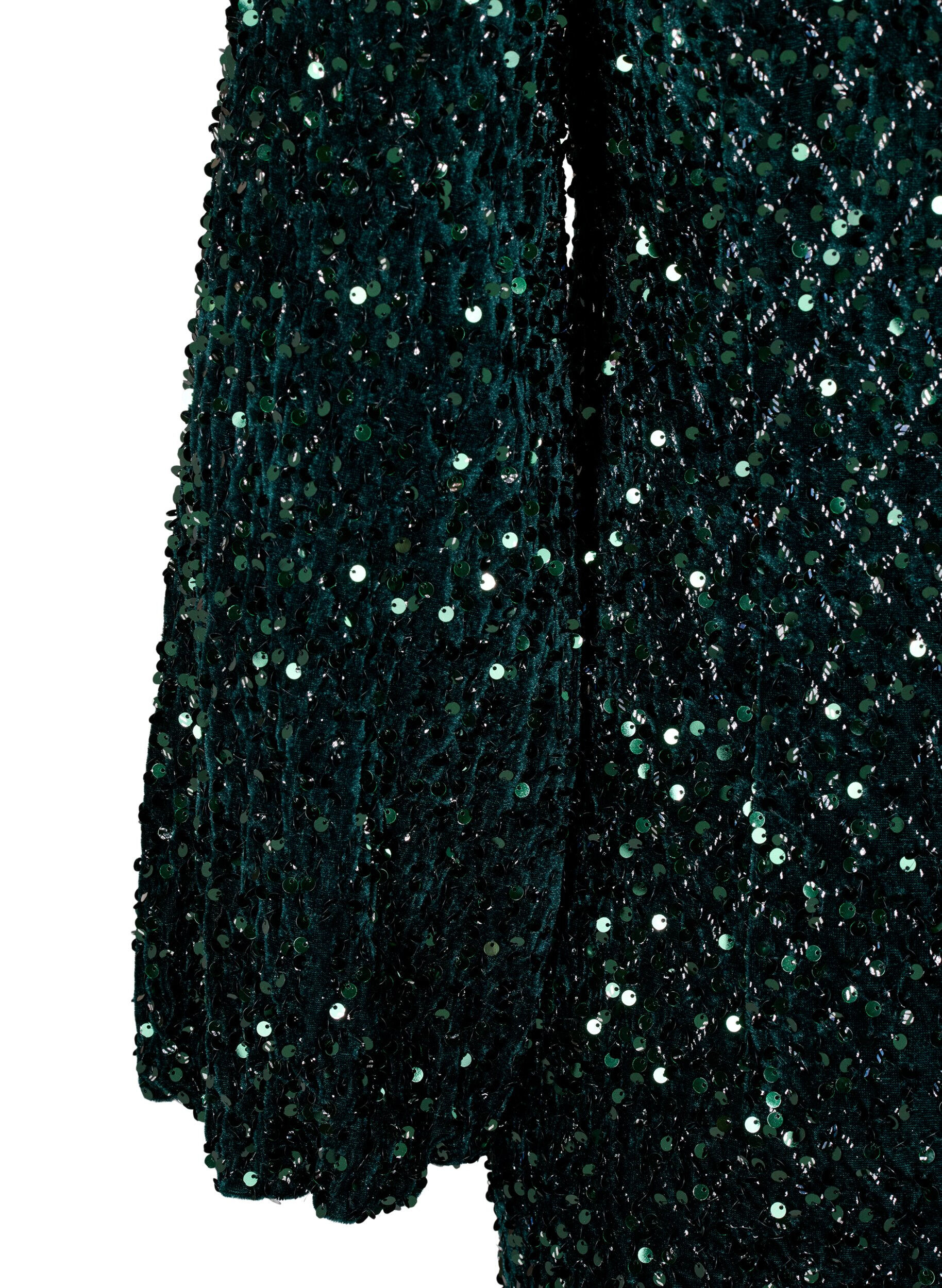 ZizziPaillettenkleid mit V-Ausschnitt und Karomuster, Rain Forest Sequins, Packshot image number 3