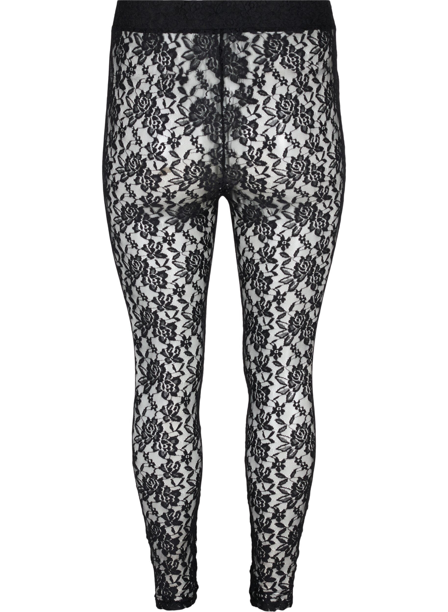 ZizziSpitzenleggings, Black, Packshot image number 1
