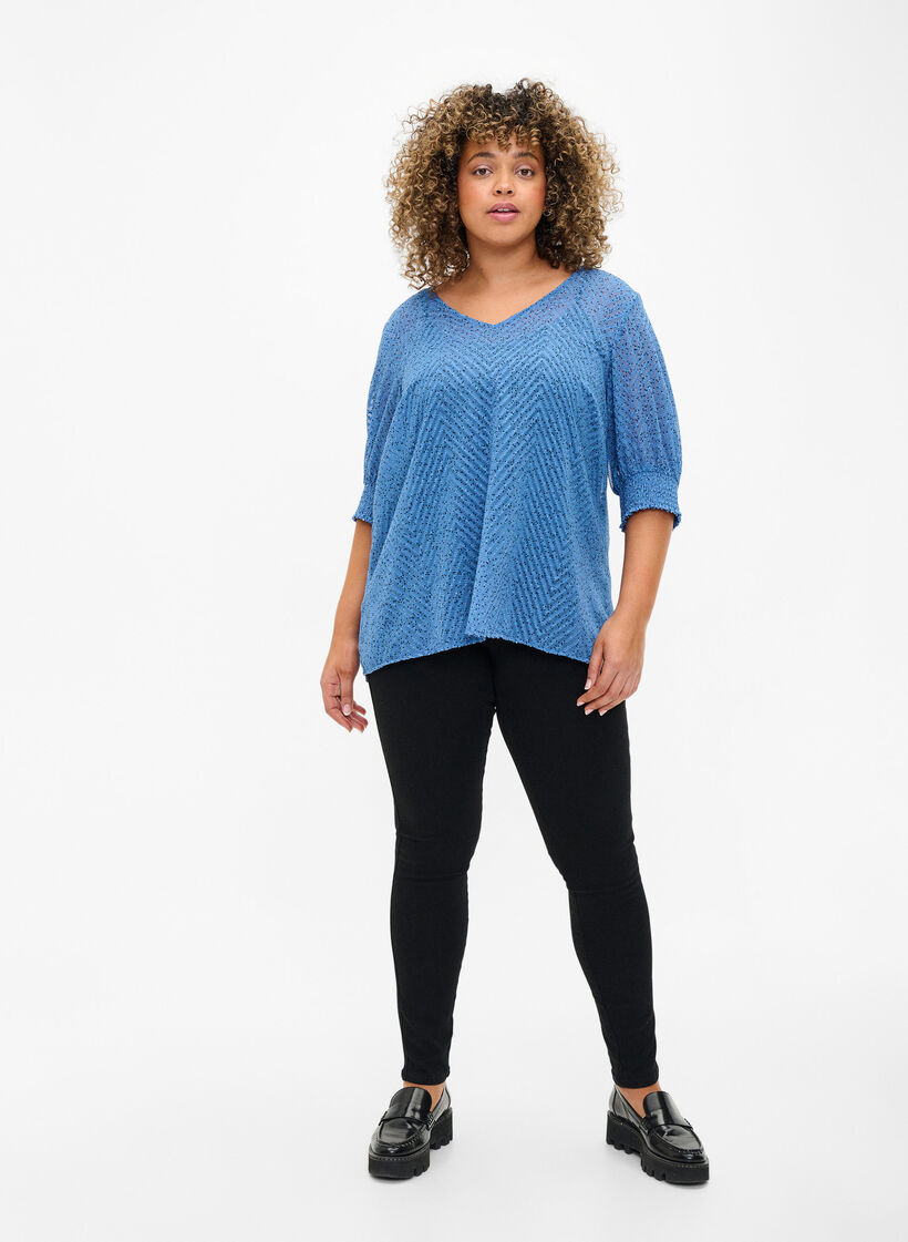 Gepunktete Bluse mit kurzen Ärmeln, Riverside Dot, Model image number 2