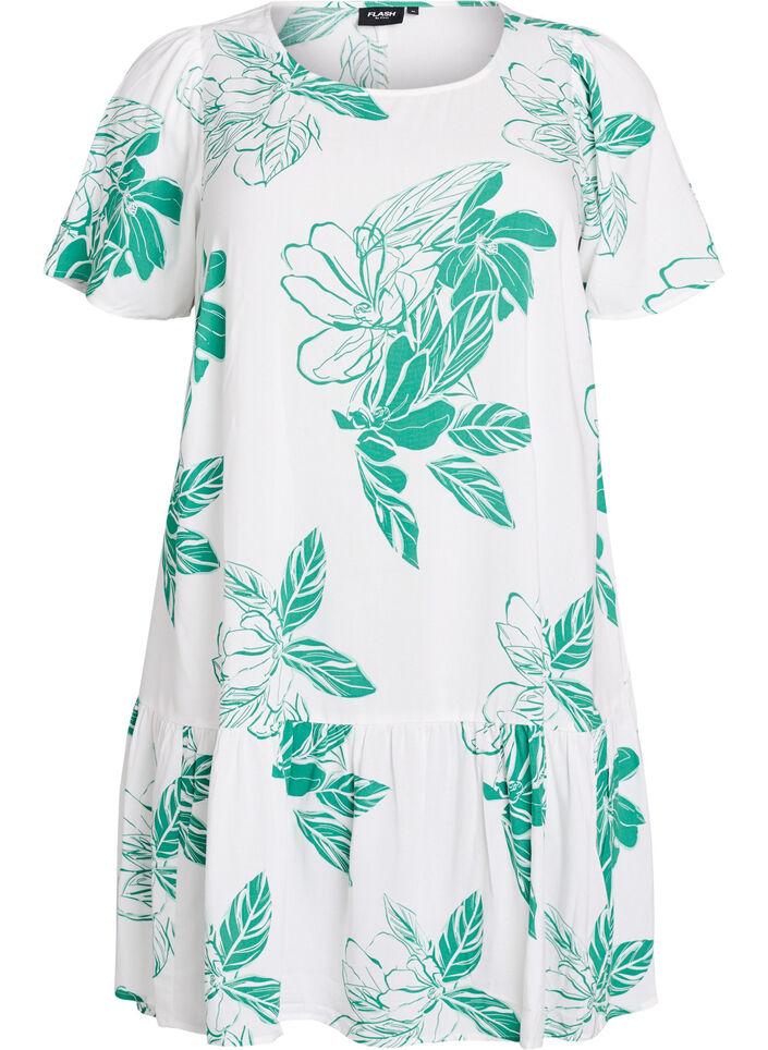 Kleid aus Viskose mit Schnittlinie, Gr&uuml;n, Packshot image number 0