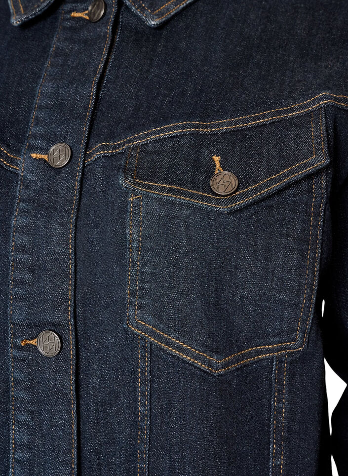 Klassische Jeansjacke mit Kontrastn&auml;hten, Blau, Packshot