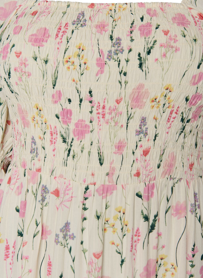Gebl&uuml;mtes Sommerkleid aus Viskose, Vanille, Packshot image number 2