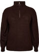 Strickpullover mit hohem Kragen und Rei&szlig;verschluss, Braun, Packshot image number 0