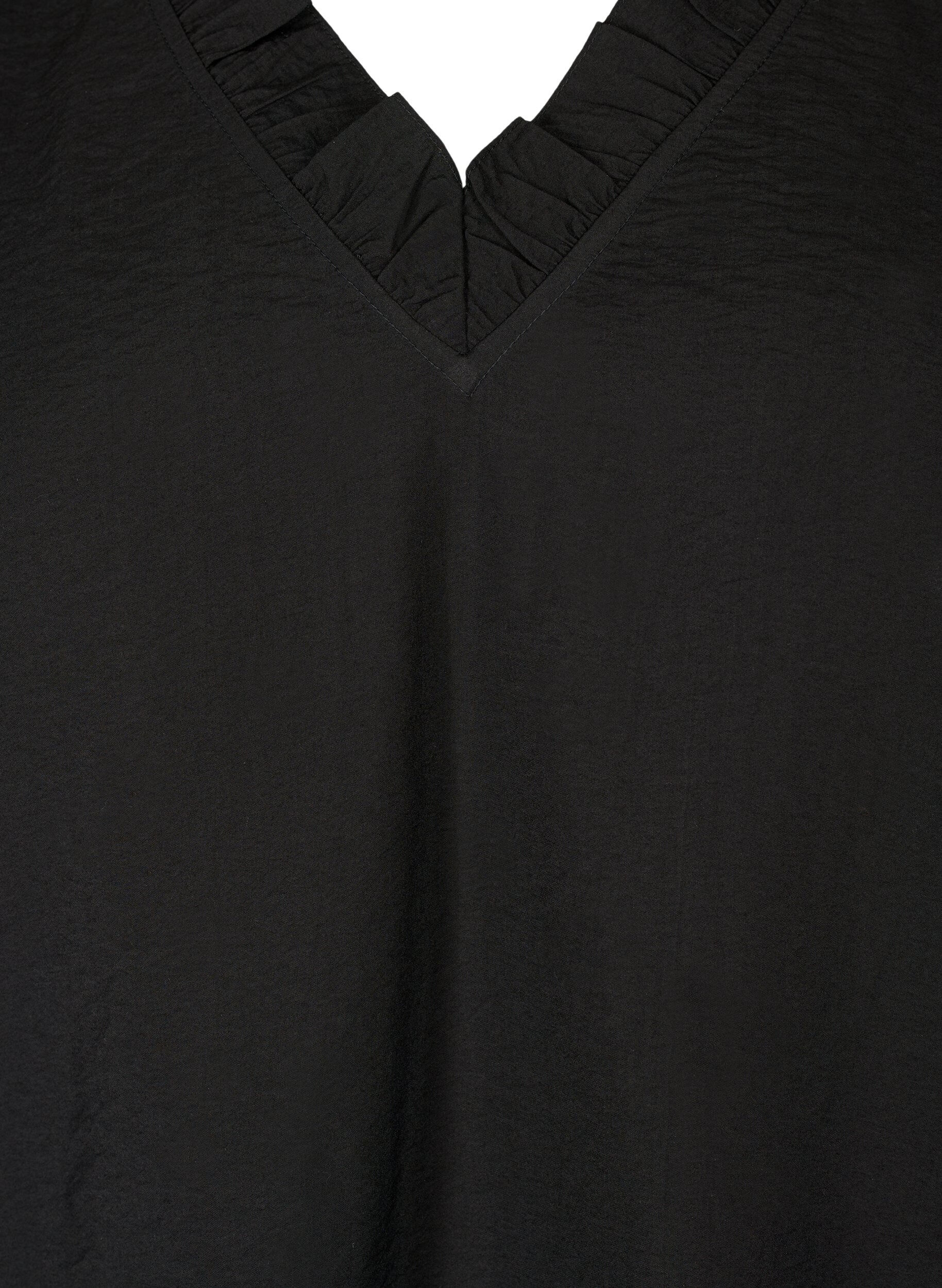 ZizziLang&auml;rmelige Viskosebluse mit R&uuml;schendetails, Black, Packshot image number 2