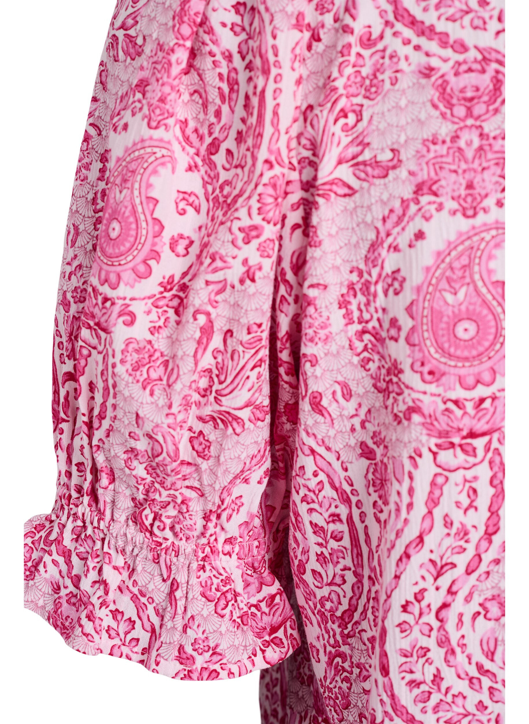 ZizziViskose-Bluse mit Paisley-Print und eckigem Ausschnitt, Pink, Packshot image number 3