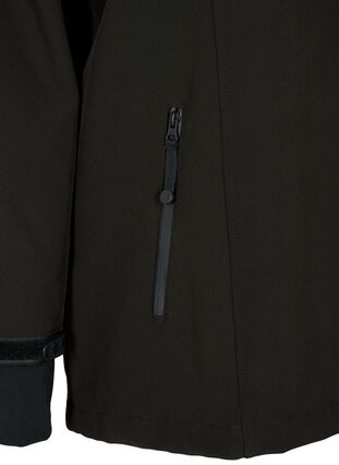 Kurze Softshell-Jacke mit abnehmbarer Kapuze, Black, Packshot image number 3