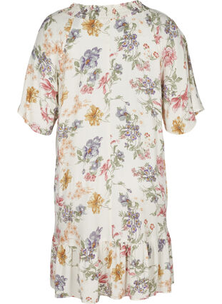 Viskosekleid mit Blumendruck und V-Ausschnitt, Creme Vintage Flower, Packshot image number 1