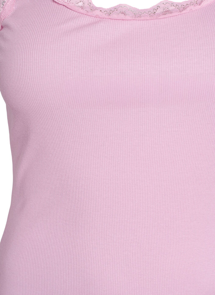 Top mit Spitzensaum, Pink, Packshot image number 2