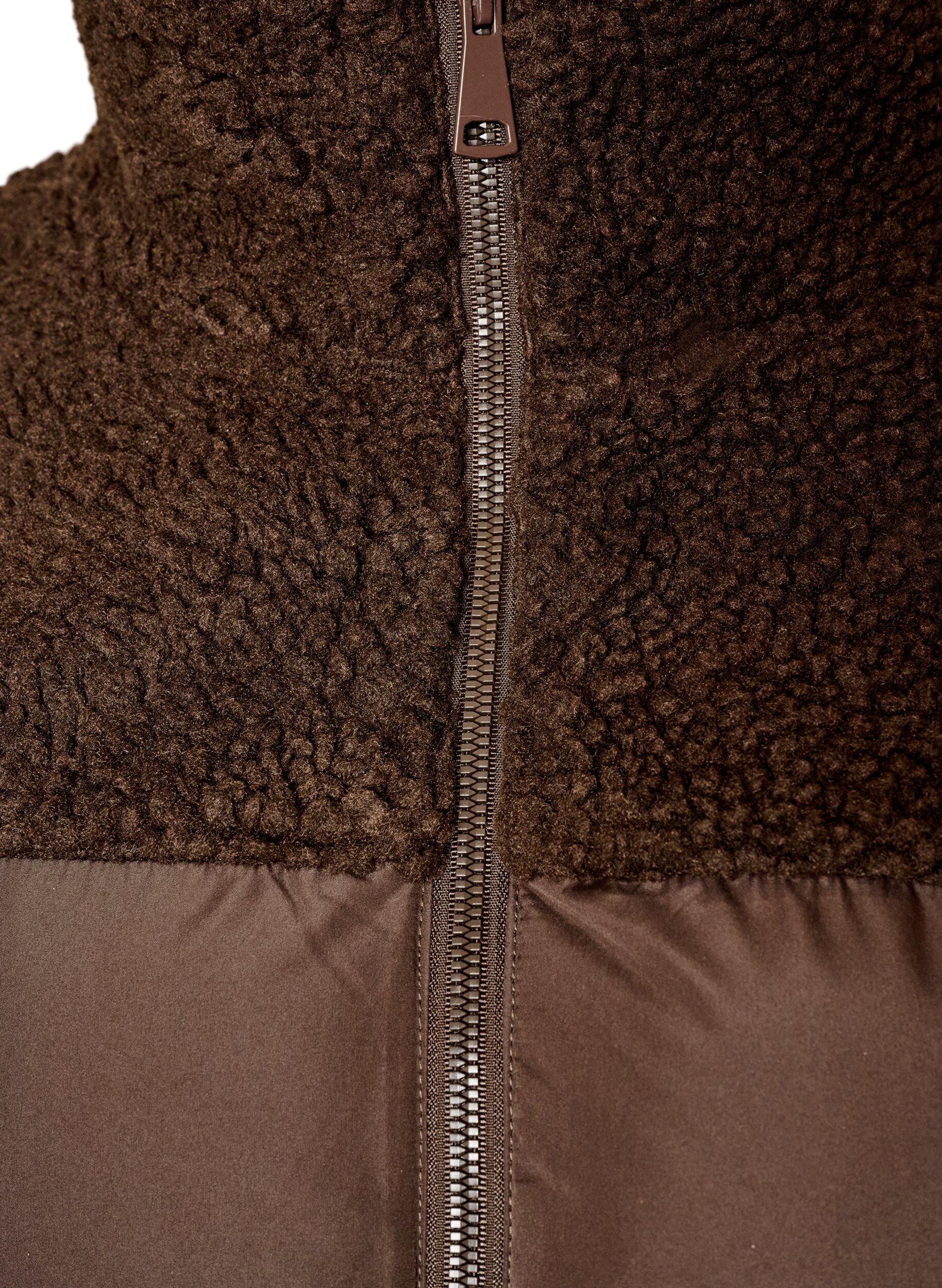 ZizziMittellange Steppjacke mit Teddyfleece, Braun, Packshot image number 2