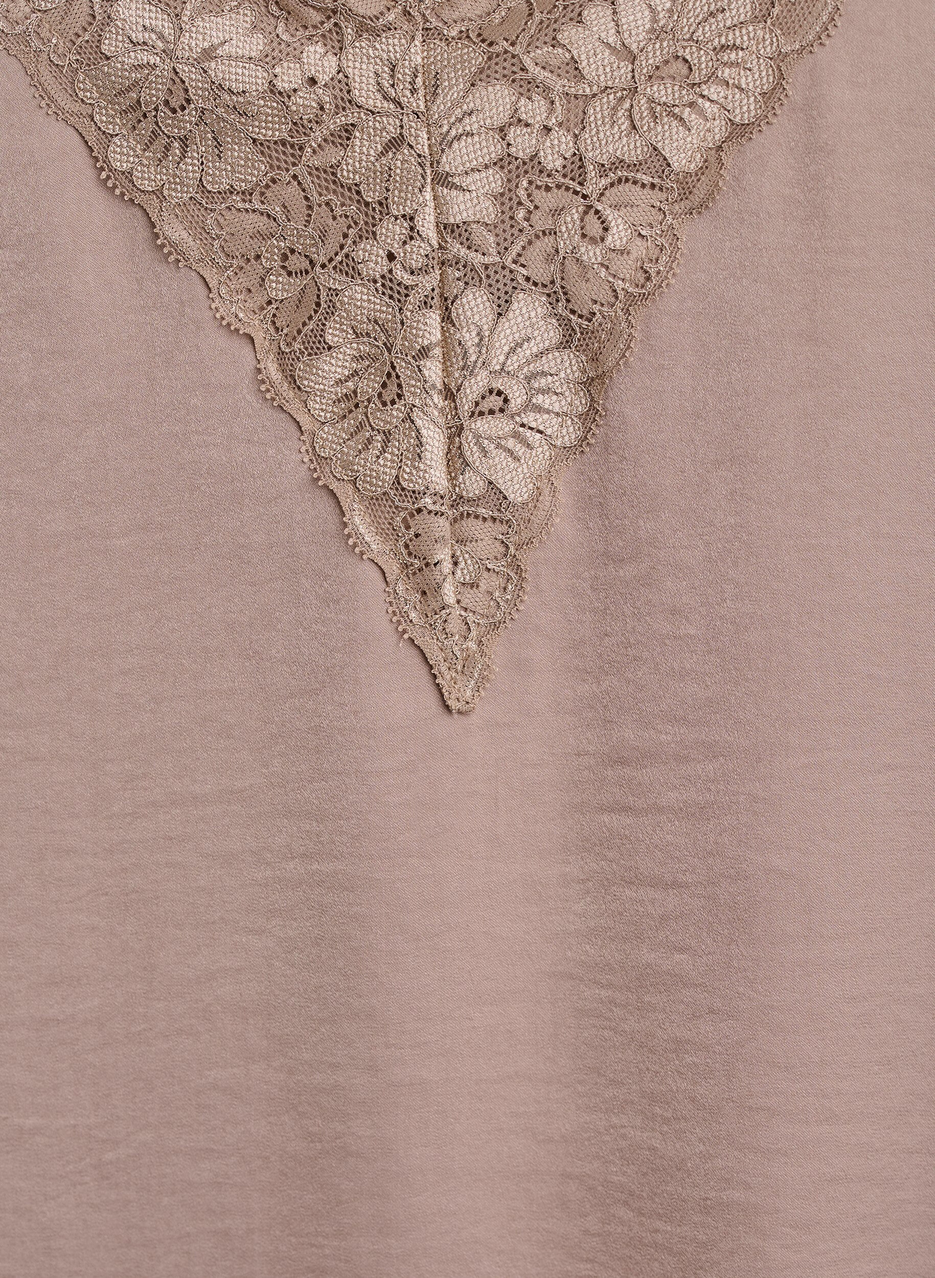 Zizzi&Auml;rmelloses Top mit Spitze, Beige, Packshot image number 2