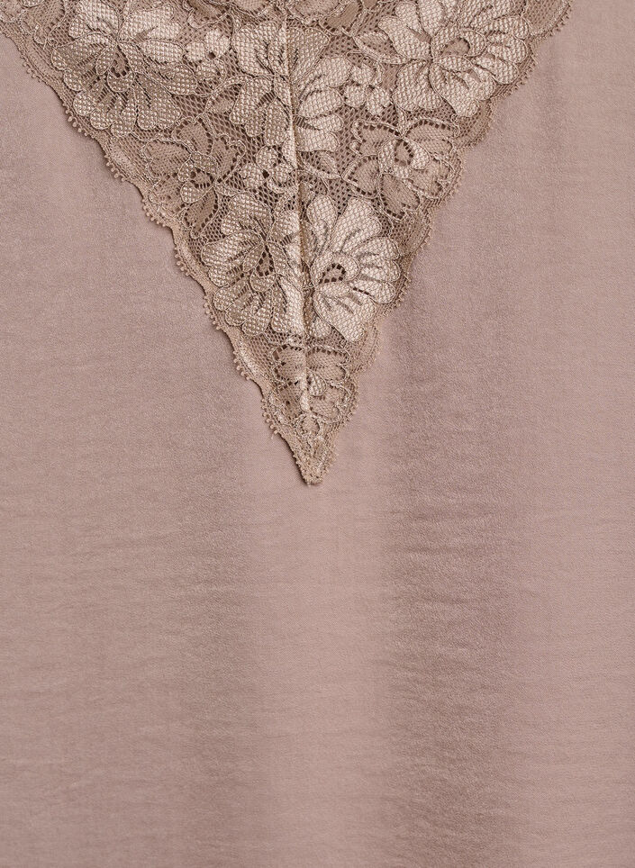 Ärmelloses Top mit Spitze, Beige, Packshot image number 2