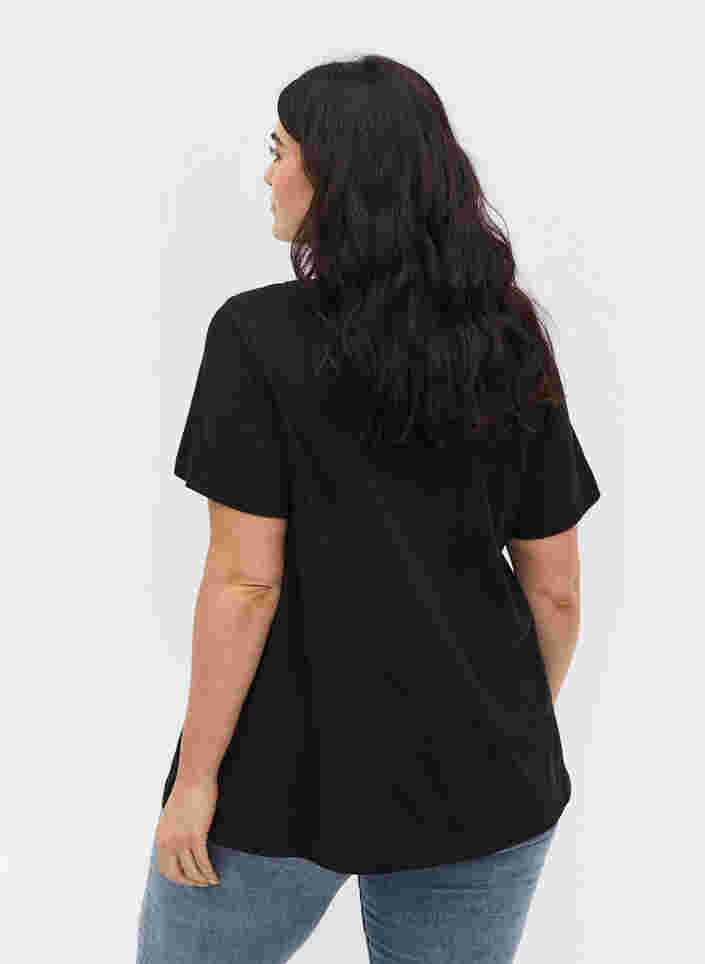 T-Shirt aus Baumwolle mit Print, Black Cyclamen LOVE, Model image number 1