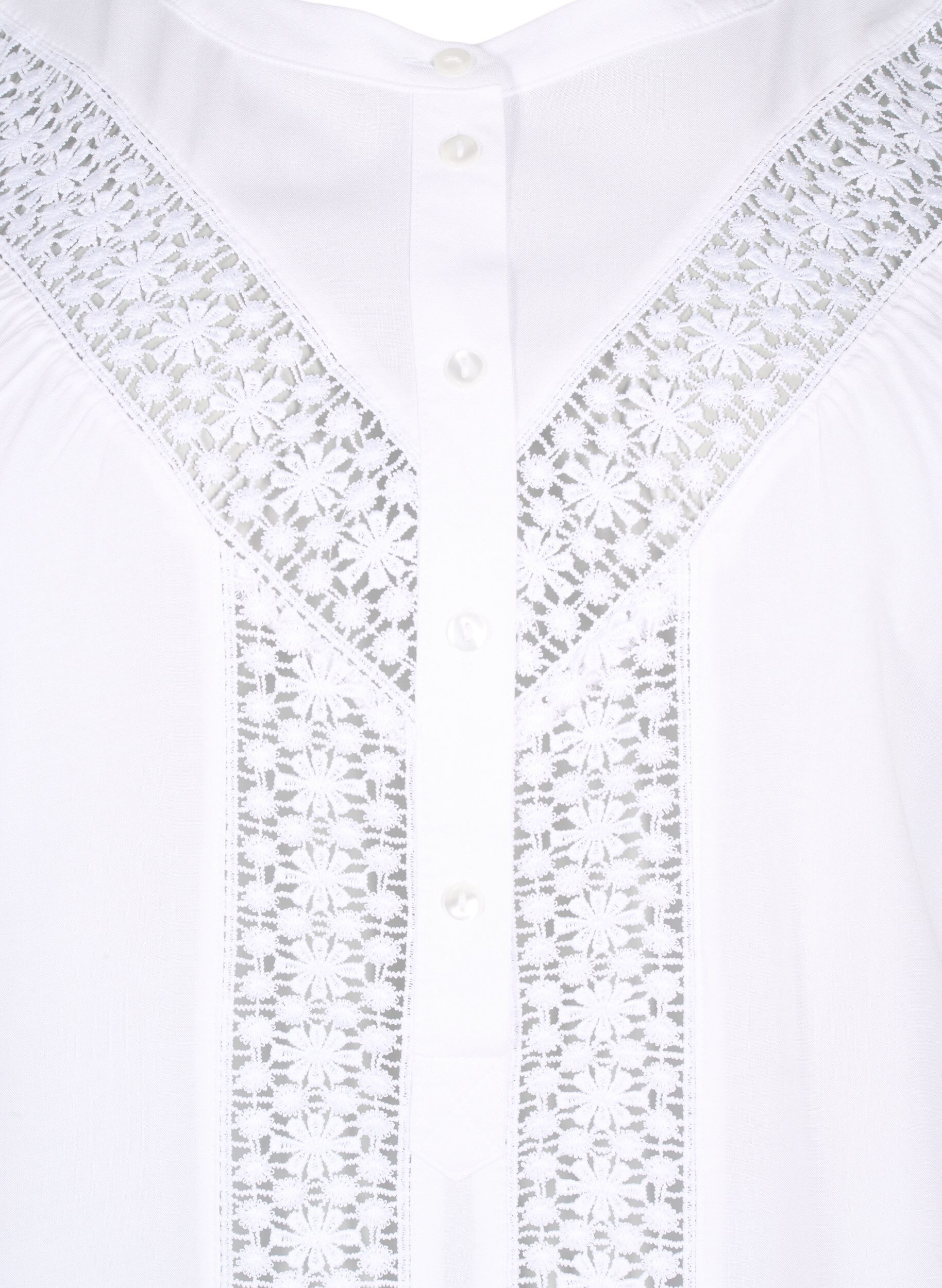 Zizzi Viskosebluse mit Spitzenbesatz, Bright White, Packshot image number 2