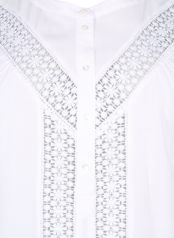  Viskosebluse mit Spitzenbesatz, Bright White, Packshot image number 2