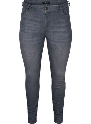 Amy Jeans mit hoher Taille und Push Up, Grey Denim, Packshot image number 0