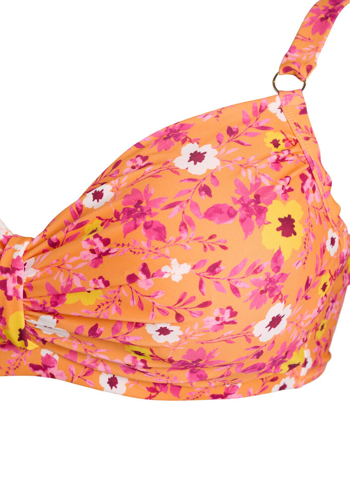 Bikinioberteil mit B&uuml;gel und Muster, Orange, Packshot image number 2