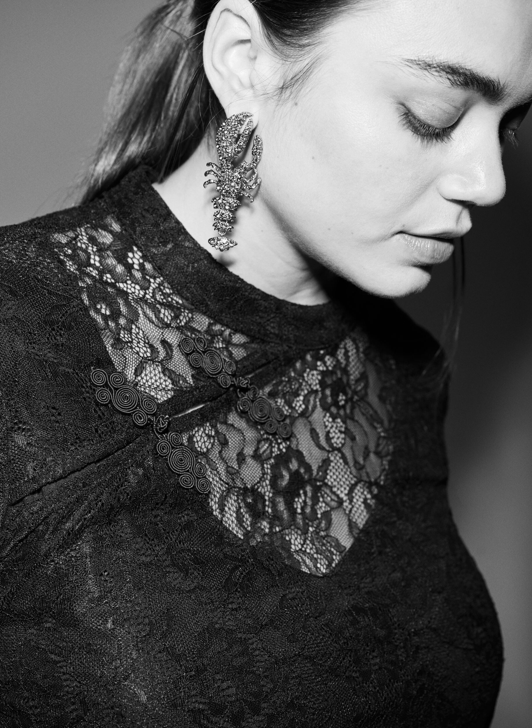 ZizziBluse aus Spitze mit Twist-Detail und kurzen &Auml;rmeln, Schwarz, Image image number 0