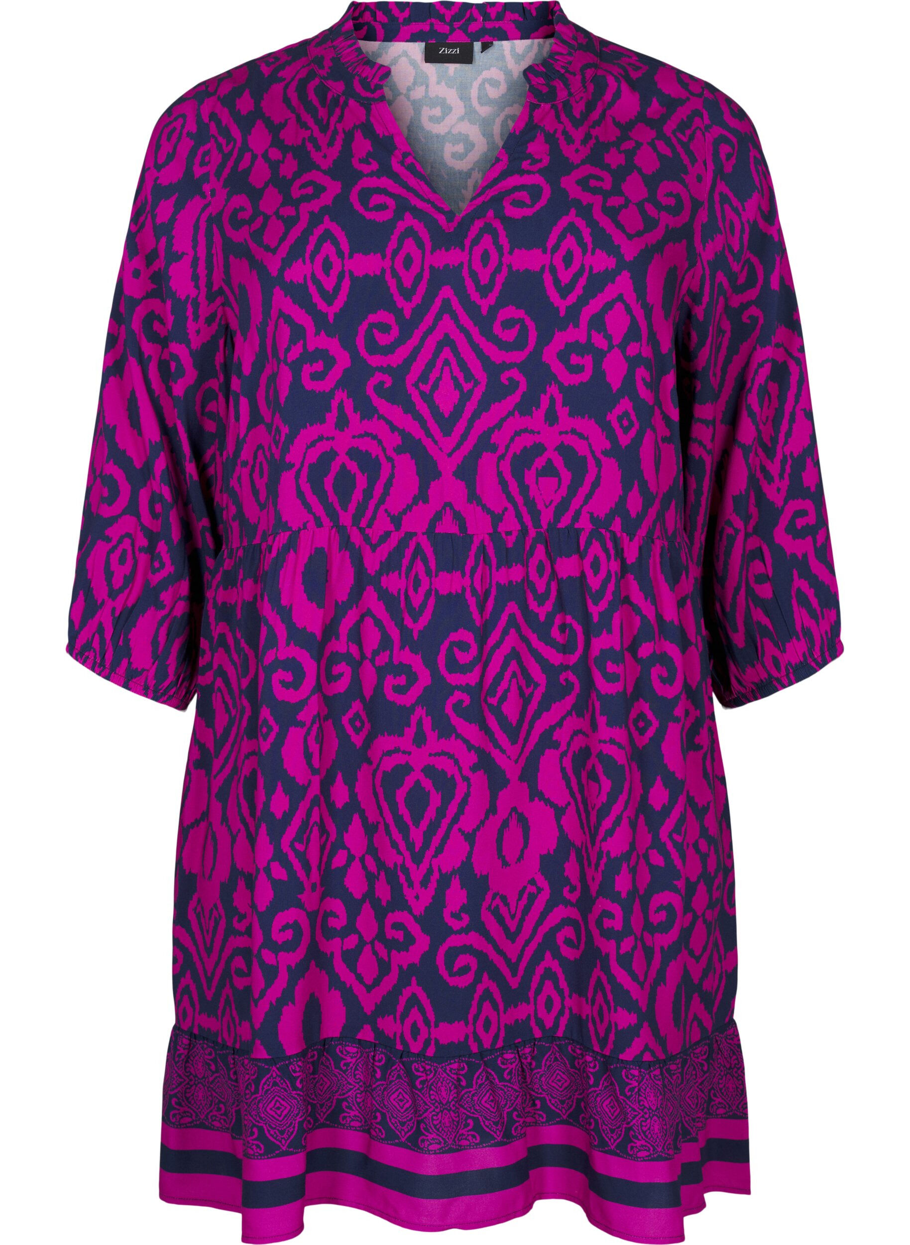 ZizziKurzes Kleid mit Print und A-Form, Night Sky AOP, Packshot image number 0