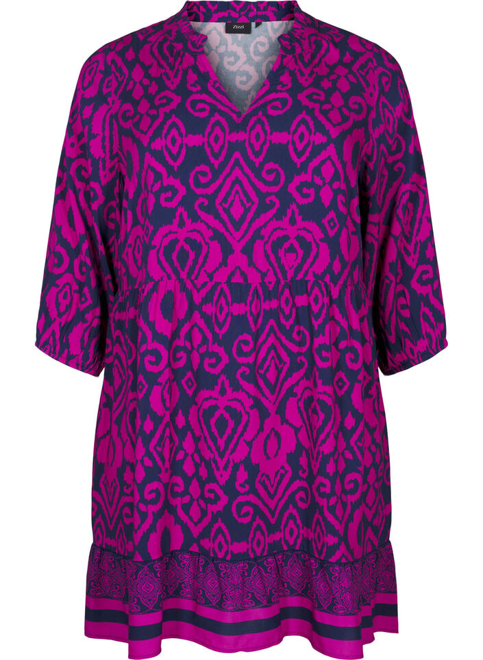 Kurzes Kleid mit Print und A-Form, Night Sky AOP, Packshot image number 0