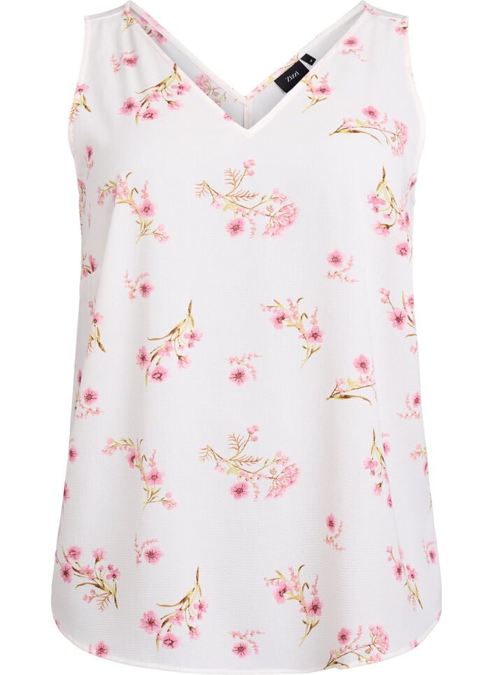 Bedrucktes Oberteil mit V-Ausschnitt, Wei&szlig;, Packshot image number 0