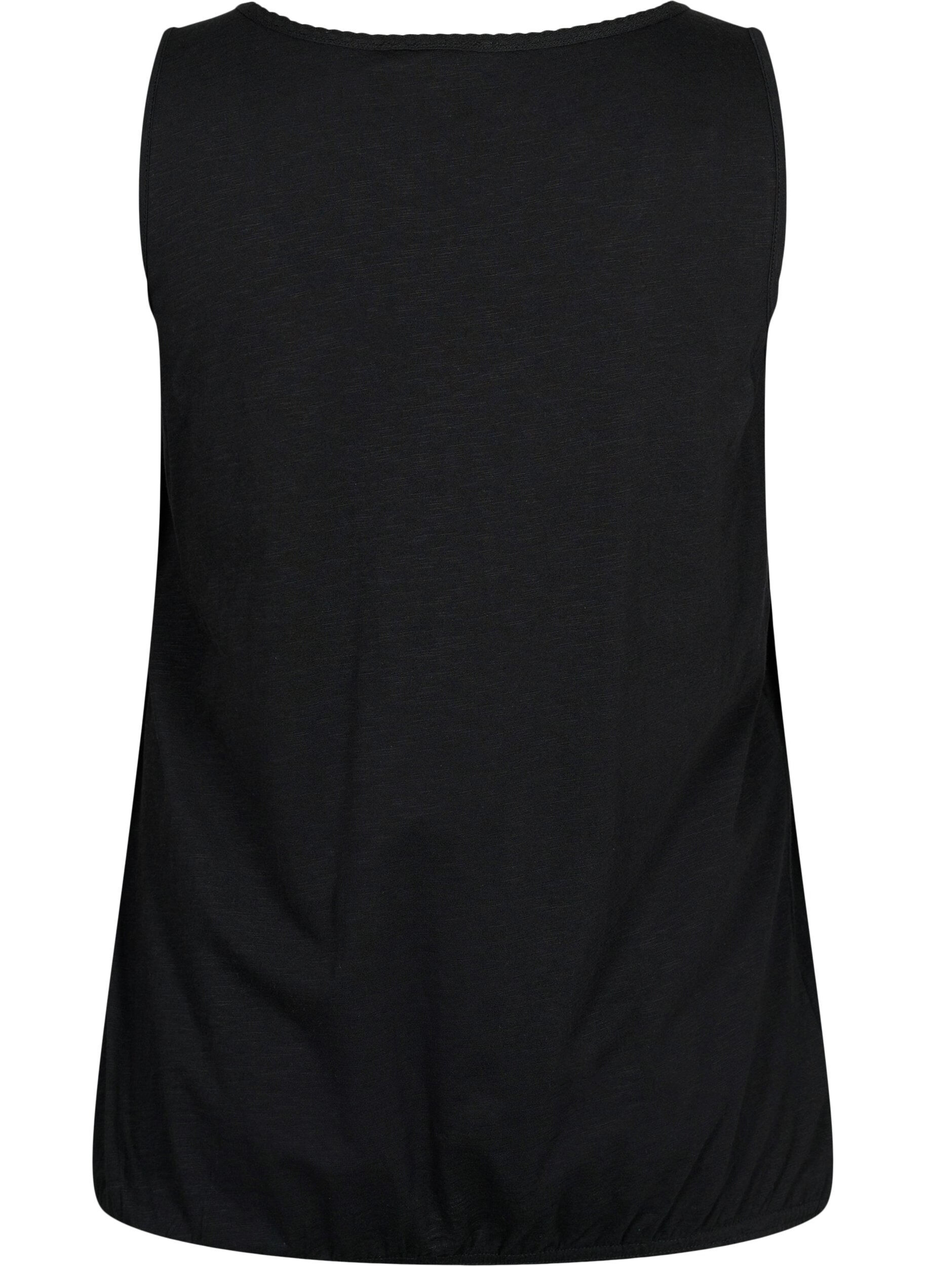 ZizziTop aus Baumwolle mit Spitzenbesatz, Black, Packshot image number 1