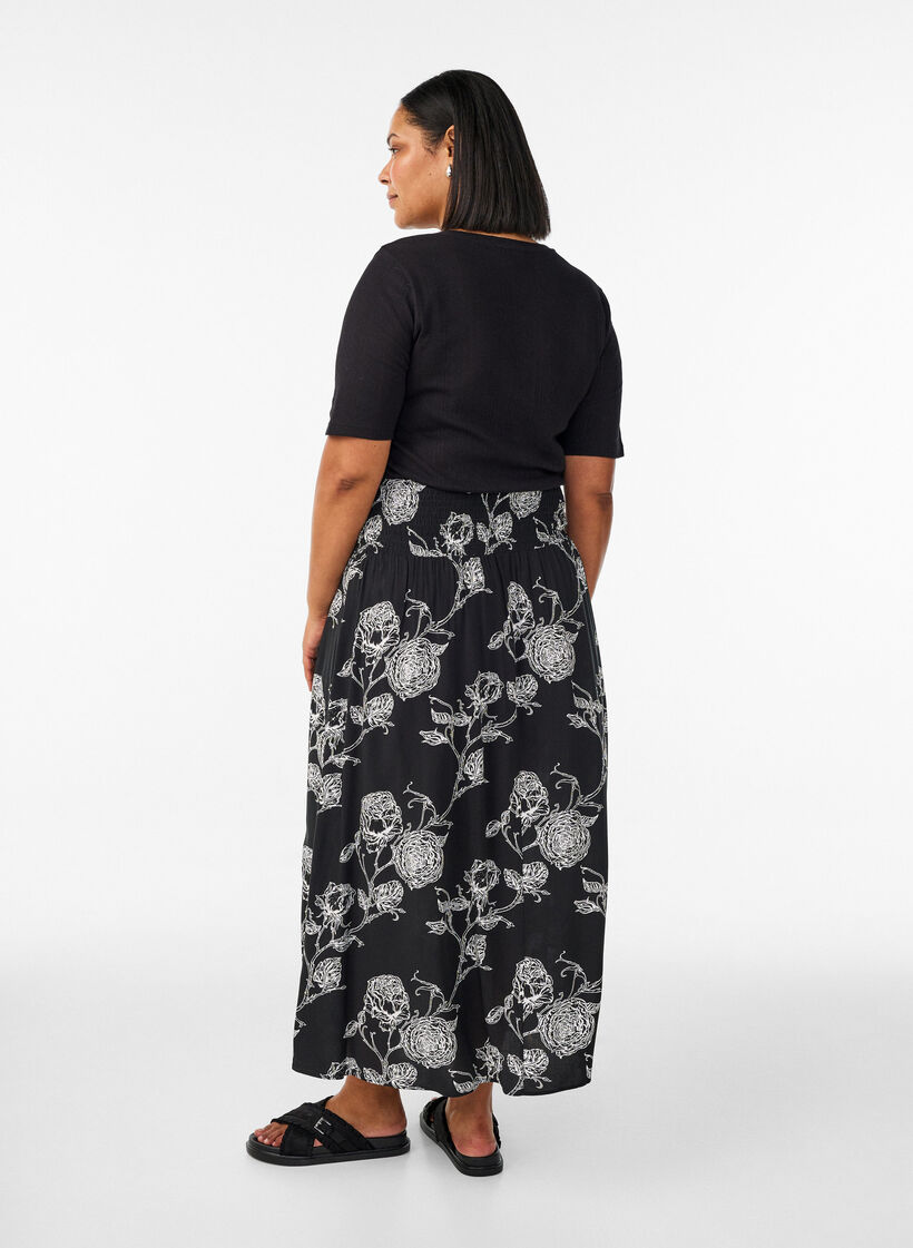 Maxirock aus Viskose mit Smock, Schwarz, Model image number 1