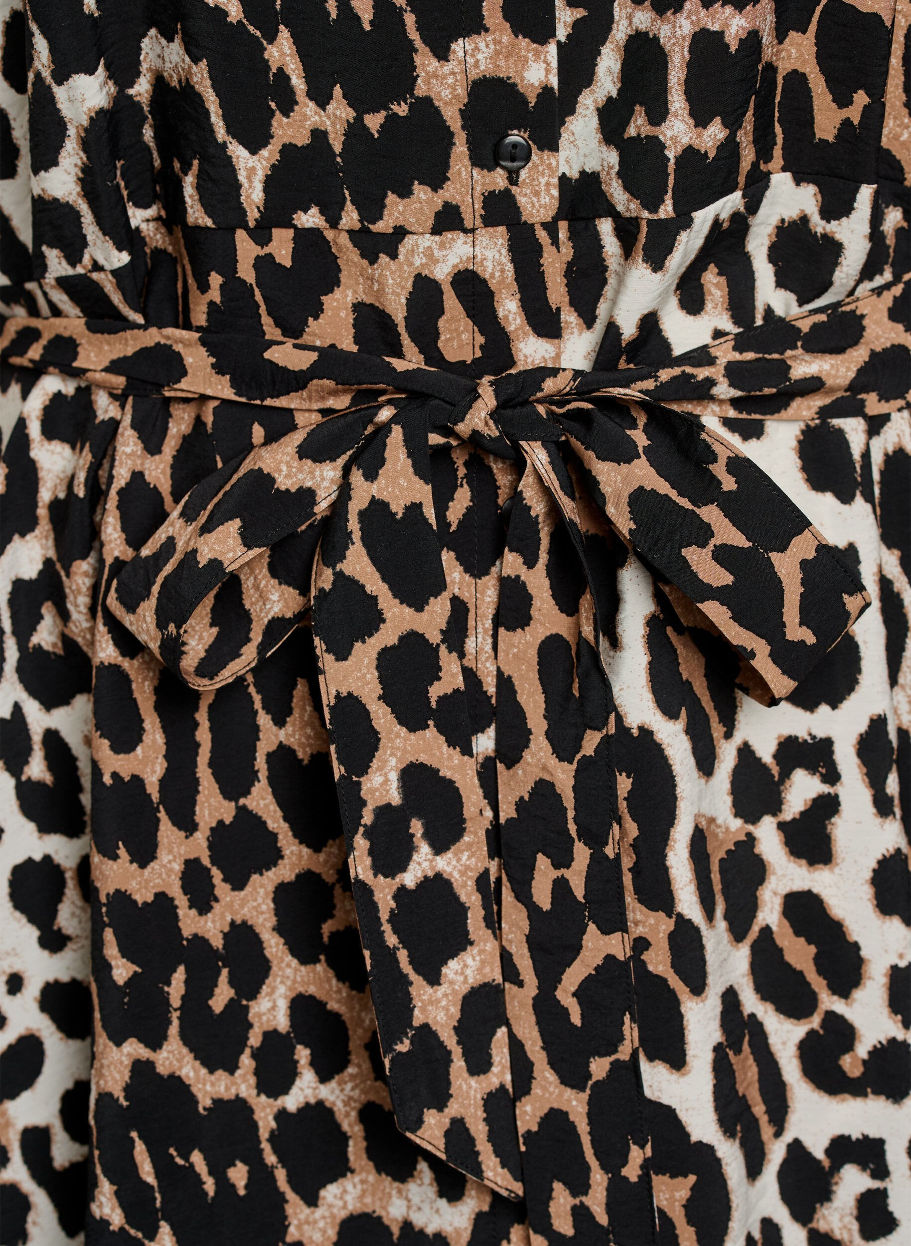 ZizziPatterned tunic with a tie-belt and 3/4 sleeves, Brown, Packshot image number 3