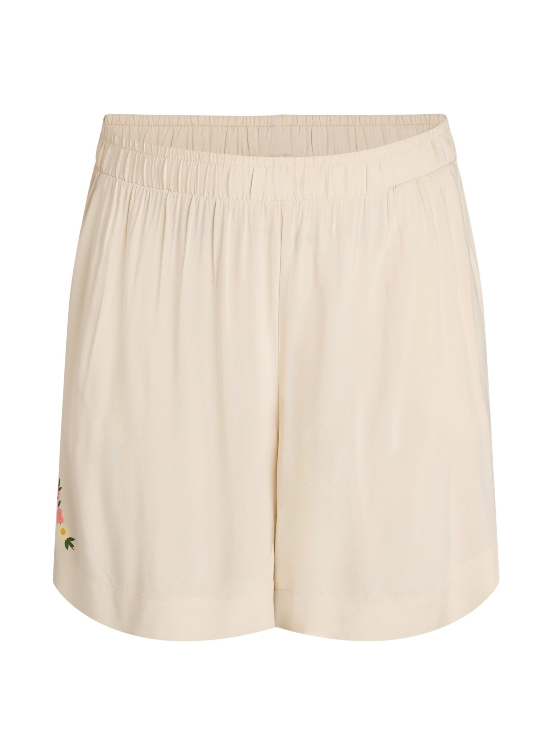 ZizziLockere Pyjamashorts aus Viskose mit hoher Taille, Beige, Packshot image number 0