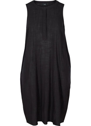 Ärmelloses Kleid aus Baumwolle, Black, Packshot image number 0