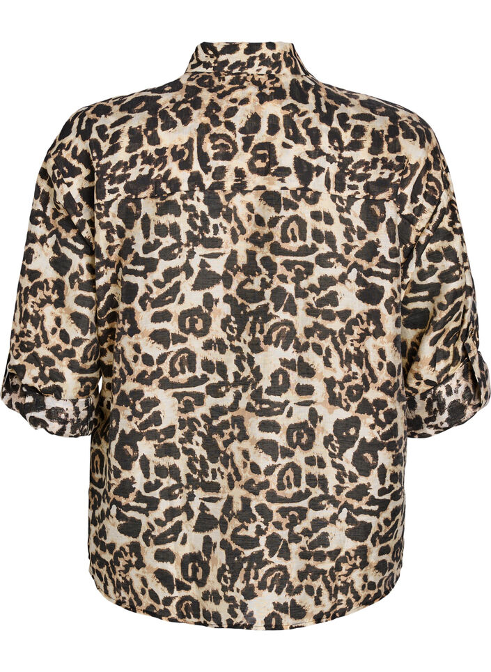 Locker sitzendes Shirt mit Tierprint und Brusttaschen, Braun, Packshot image number 1