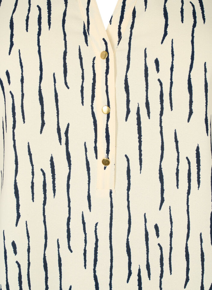 Bluse mit 3/4 Ärmeln und Druck, Off White Stripe, Packshot image number 2