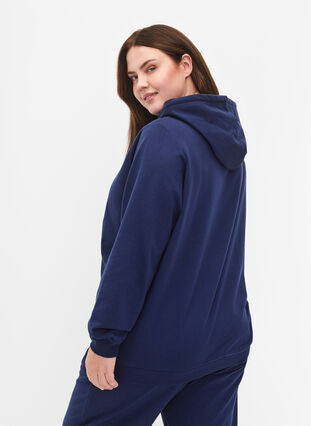 Sweatshirt mit Kapuze und Aufdruck, Medieval Blue, Model image number 1