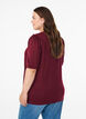 Bluse mit Knopfdetail und kurzen Puff&auml;rmeln, Dunkles Bordeaux, Model image number 2