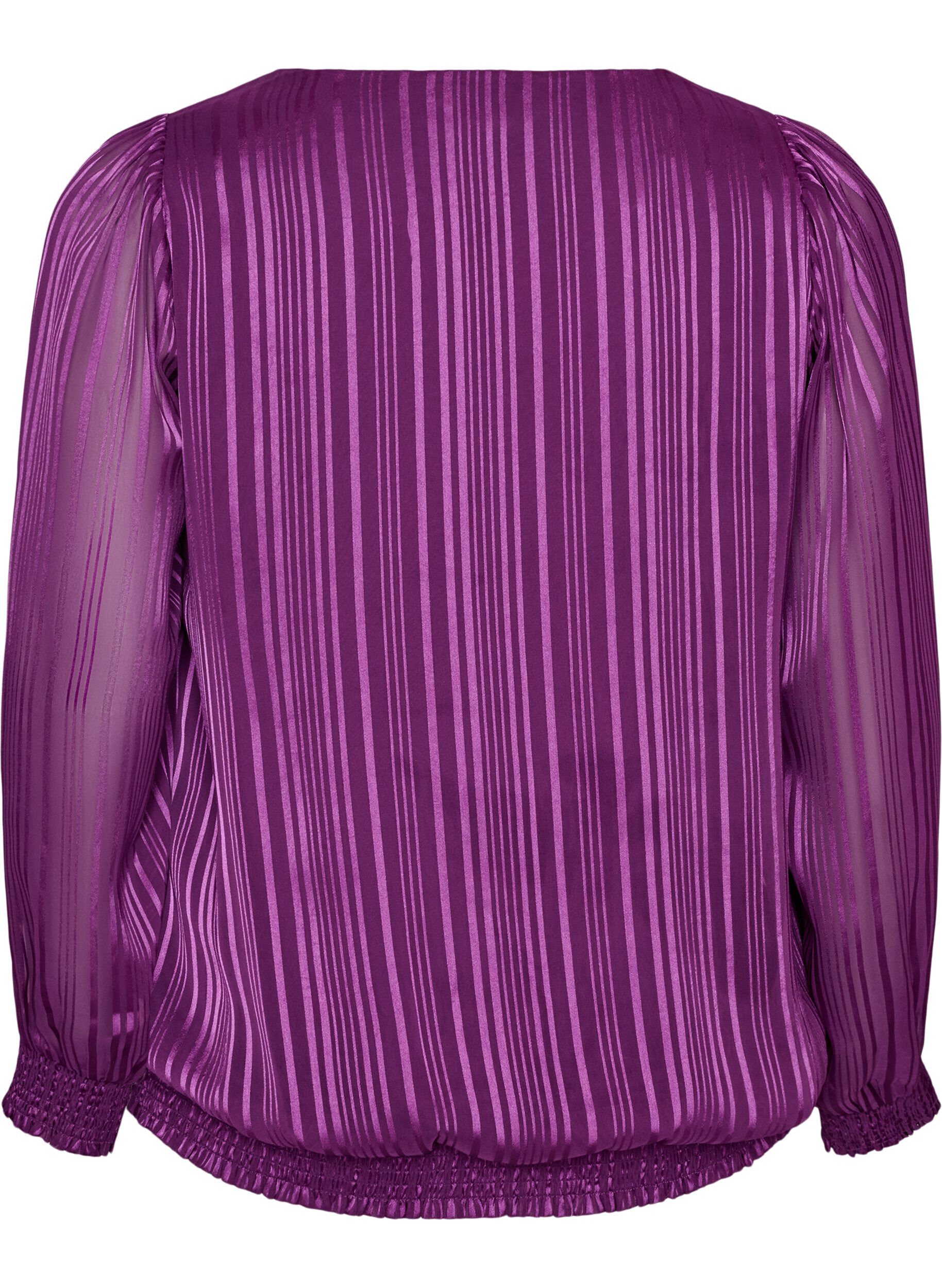ZizziGestreifte Bluse in Ballonform, Lila, Packshot image number 1