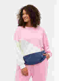 Sweatshirt mit Farbblock, C. Pink C. Blocking, Model