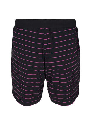 Lockere Shorts aus Baumwolle mit Streifen, Black w. Purple, Packshot image number 1