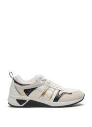 Sneakers mit breiter Passform, White/Gold, Packshot