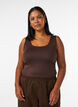 Figurbetontes Basic-Top aus glattem Stoff, Braun, Model image number 0