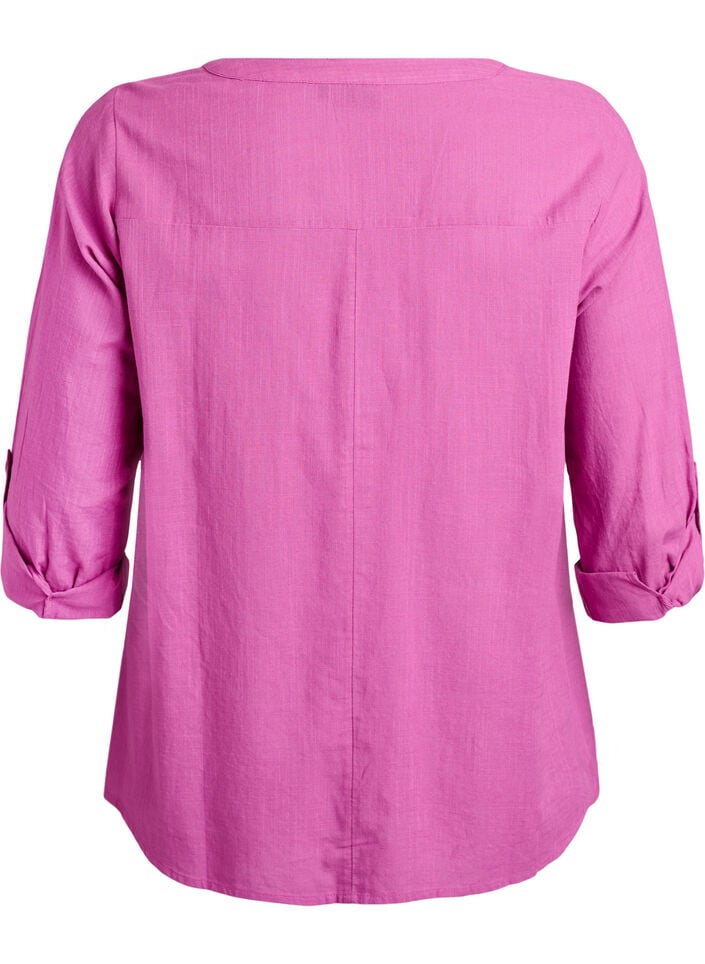 Hemdbluse aus Baumwolle mit V-Ausschnitt, Pink, Packshot image number 1
