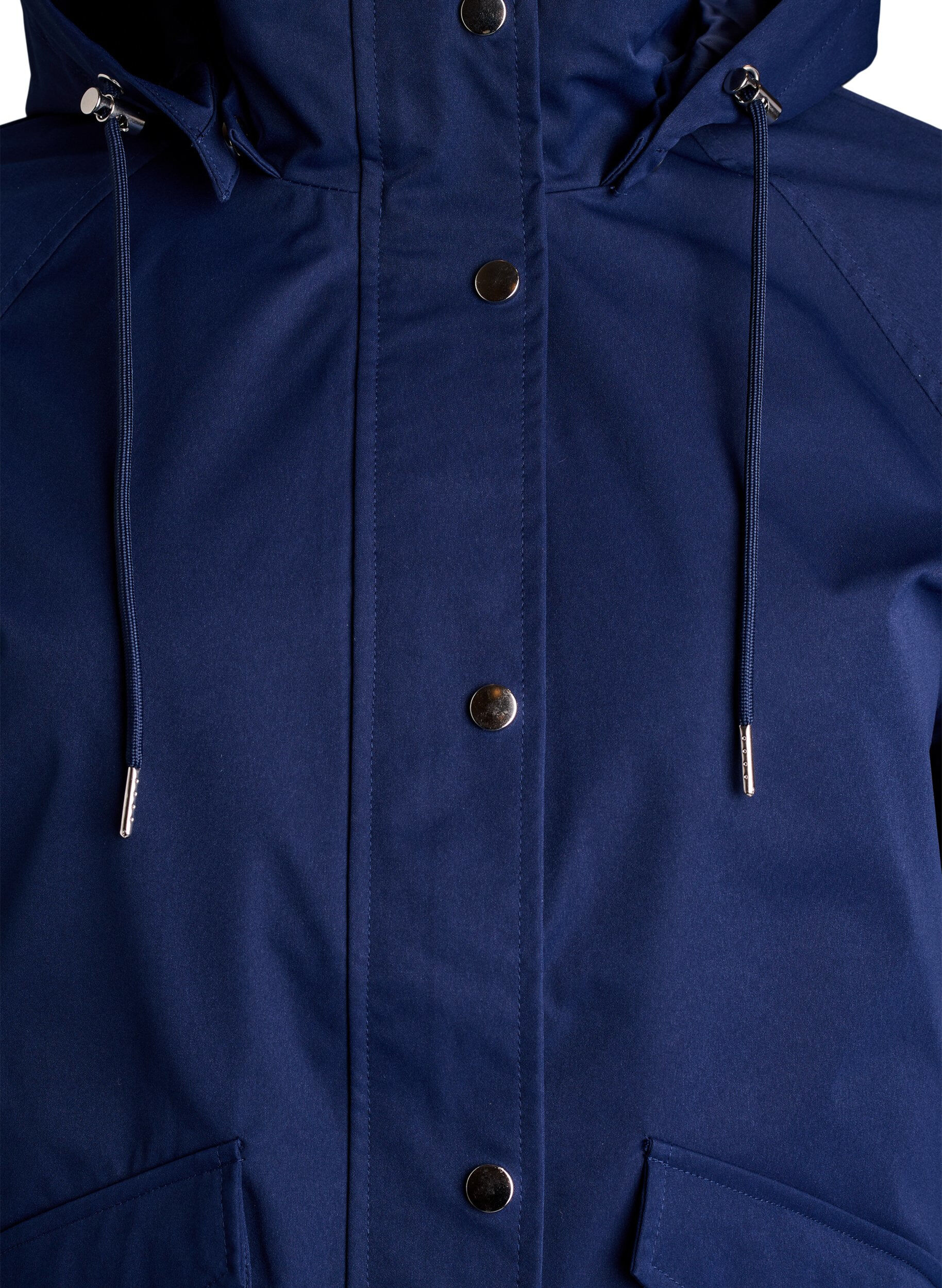 ZizziKurze Fr&uuml;hlingsjacke mit abnehmbarer Kapuze, Blau, Packshot image number 2