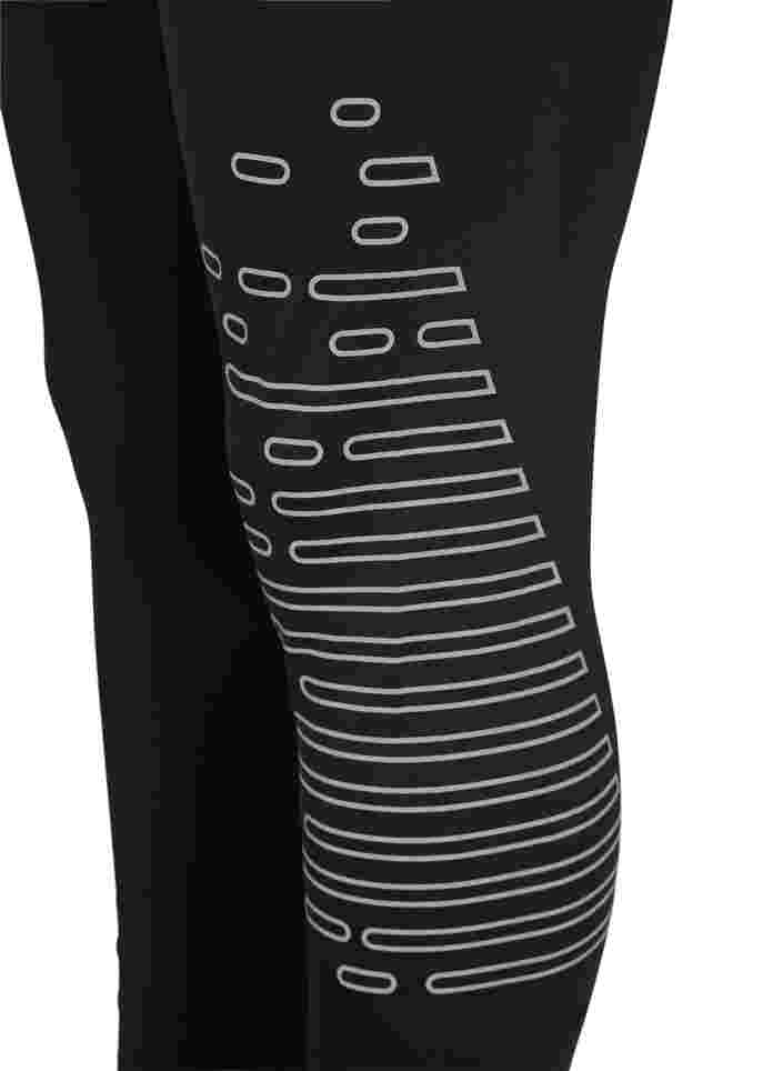 Einfarbige Trainingstights mit Reflektorenprint in 7/8-Länge, Black Reflex, Packshot image number 3